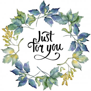 Akçaağaç yaprakları çelenk suluboya tarzında.