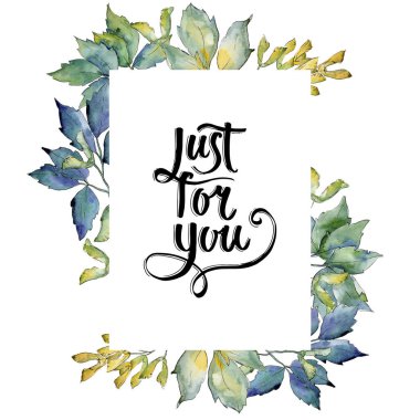 Akçaağaç yaprakları çerçeve suluboya tarzında.