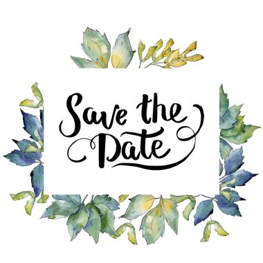 Akçaağaç yaprakları çerçeve suluboya tarzında.