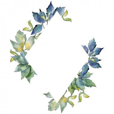 Akçaağaç yaprakları çerçeve suluboya tarzında.