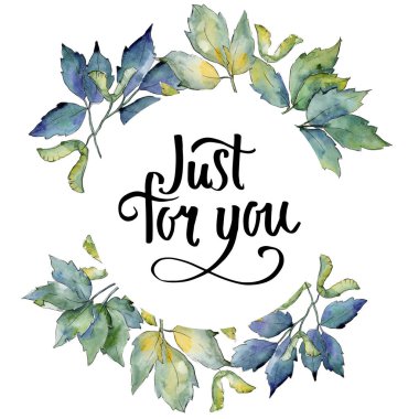 Akçaağaç yaprakları çerçeve suluboya tarzında.