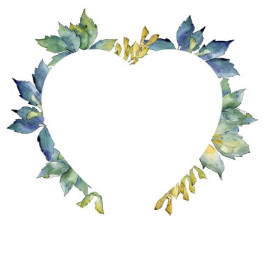 Akçaağaç yaprakları çelenk suluboya tarzında.