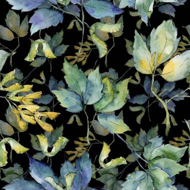 Akçaağaç yaprağı deseni suluboya tarzında.