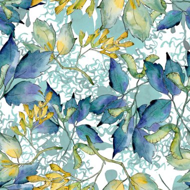 Akçaağaç yaprağı deseni suluboya tarzında.