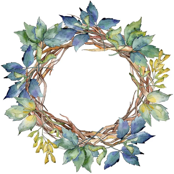 Maple leaves wreath in a watercolor style. — Stock Photo, Image