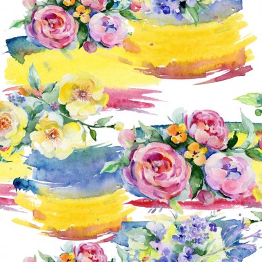 Buket çiçek deseni suluboya tarzında.