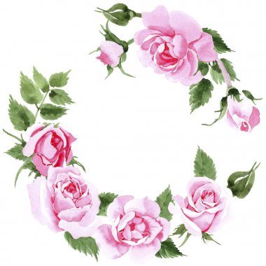 Kır çiçeği çay çiçek çelenk suluboya tarzında gül.