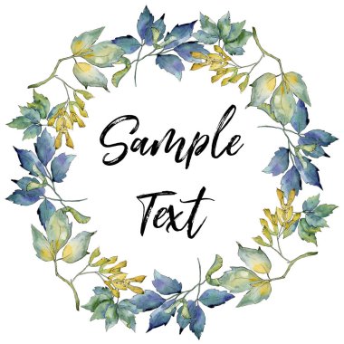 Akçaağaç yaprakları çelenk suluboya tarzında.