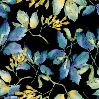 Akçaağaç yaprağı deseni suluboya tarzında.