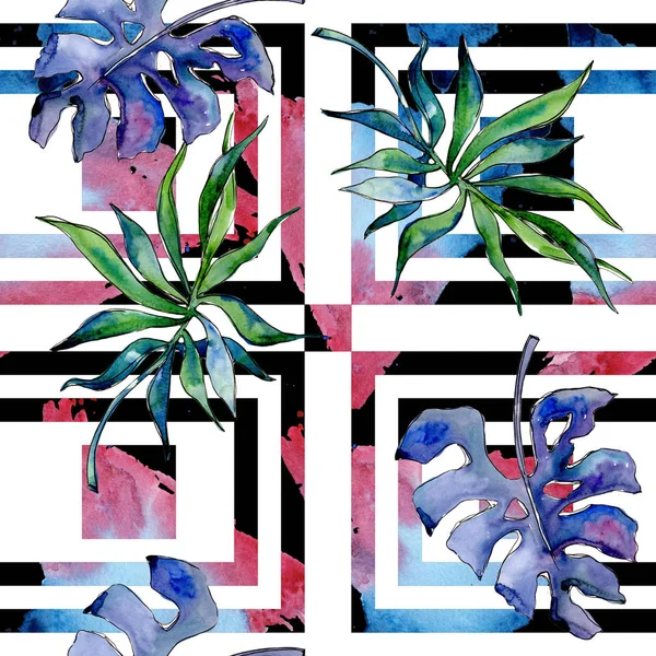 Tropik yapraklar desen suluboya tarzında.