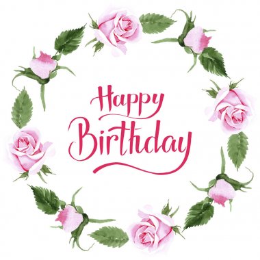 Kır çiçeği çay çiçek çelenk suluboya tarzında gül.