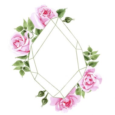 Kır çiçeği çay çiçek çelenk suluboya tarzında gül.