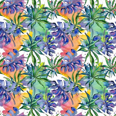 Tropik yapraklar desen suluboya tarzında.