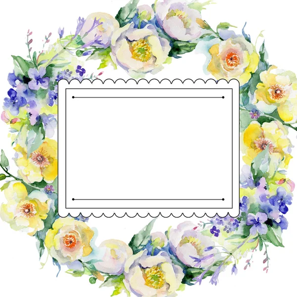 Bouquet flower wreath in a watercolor style. — Stock Photo, Image