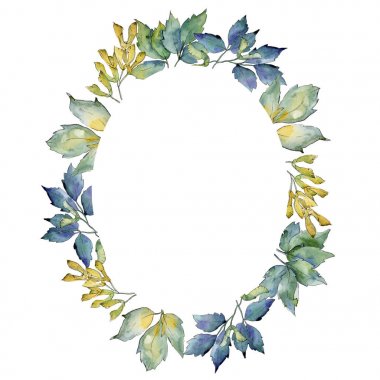 Akçaağaç yaprakları çelenk suluboya tarzında.