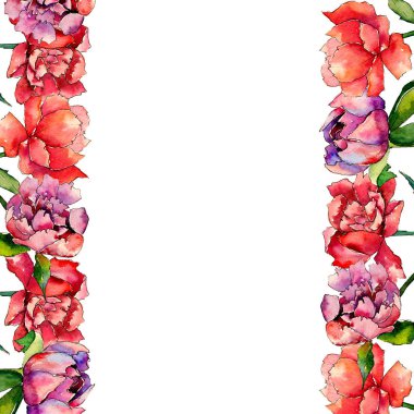 Kır çiçeği Şakayık çiçeği çerçeve suluboya tarzında.