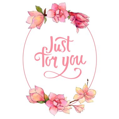 Kır çiçeği Manolya çiçek çelenk suluboya tarzında.