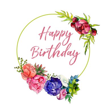 Buket kır çiçeği çiçek çelenk suluboya tarzında.