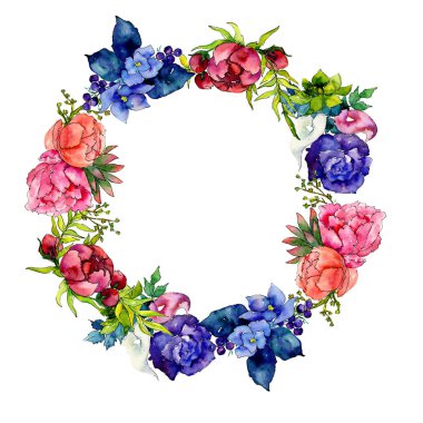 Buket kır çiçeği çiçek çelenk suluboya tarzında.