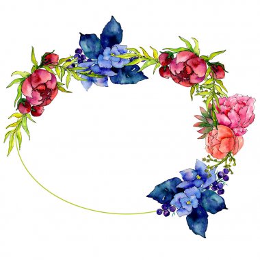 Buket kır çiçeği çiçek çelenk suluboya tarzında.