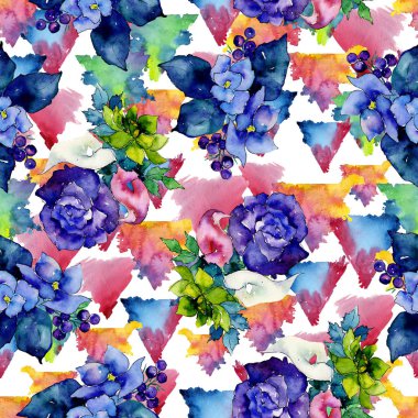 Buket kır çiçeği çiçek deseni suluboya tarzında.