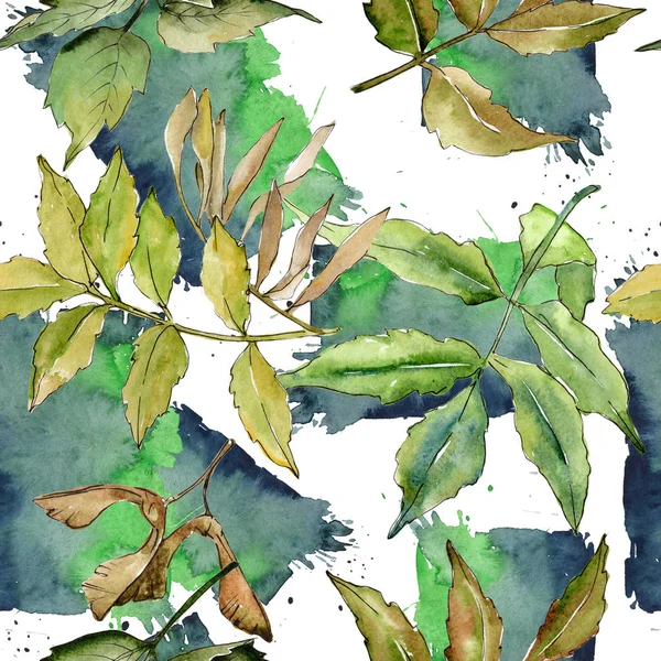 Ash leaves pattern in a watercolor style.