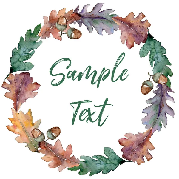 Oak leaves wreath in a watercolor style. — Stock Photo, Image