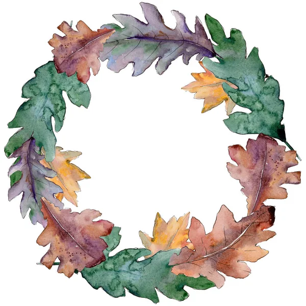 Oak leaves wreath in a watercolor style. — Stock Photo, Image