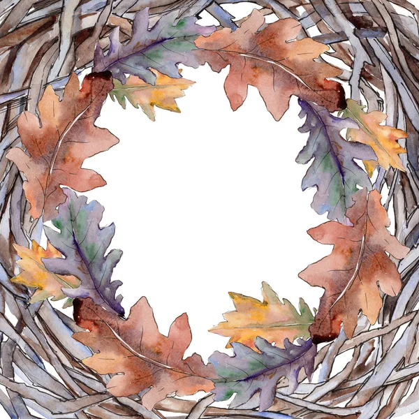 Oak leaves frame in a watercolor style. — Stock Photo, Image