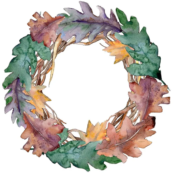 Oak leaves wreath in a watercolor style. — Stock Photo, Image