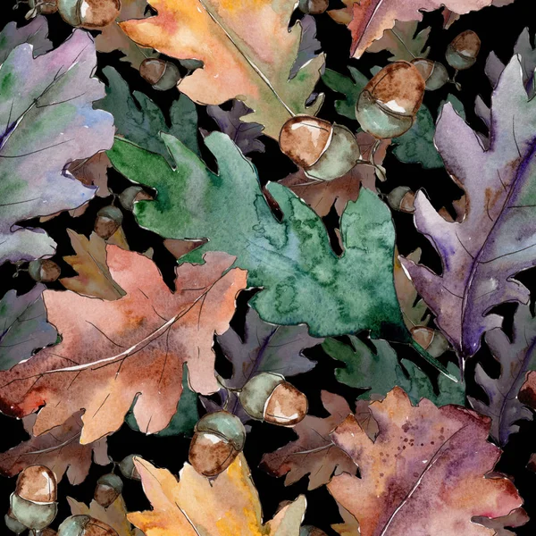 Patrón de hojas de roble en un estilo acuarela . — Foto de Stock