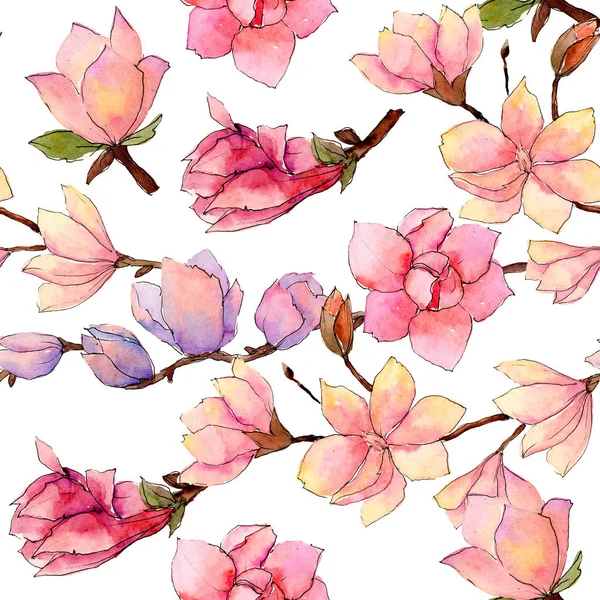 Kır çiçeği Manolya çiçek deseni suluboya tarzında.