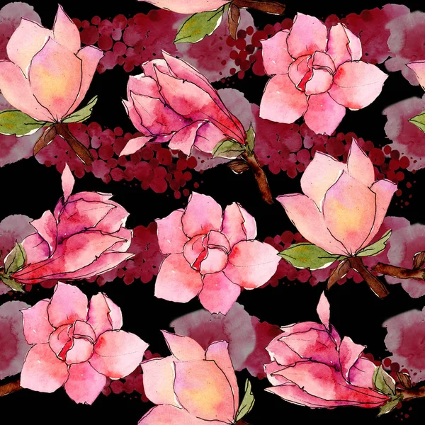 Kır çiçeği Manolya çiçek deseni suluboya tarzında.