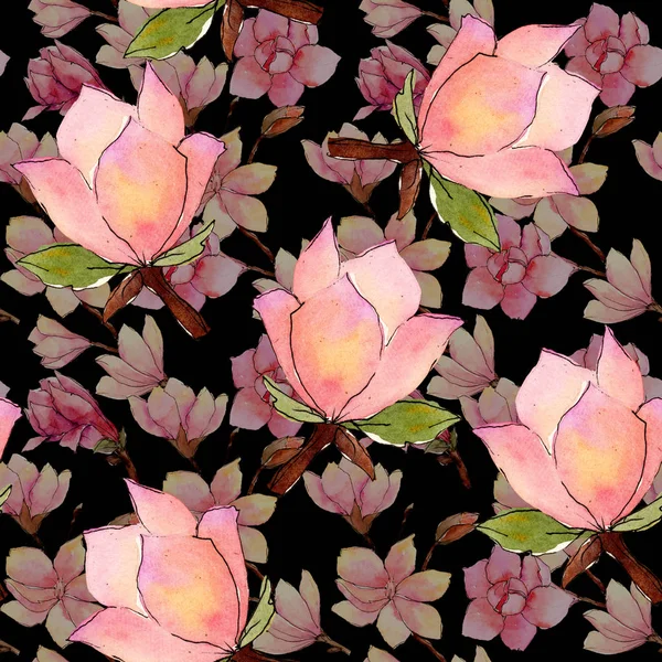 Kır çiçeği Manolya çiçek deseni suluboya tarzında.