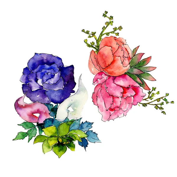 Bouquet fiore selvatico in stile acquerello isolato . — Foto Stock