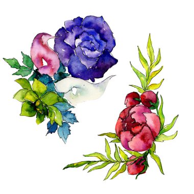 Buket kır çiçeği çiçek izole bir suluboya tarzında.