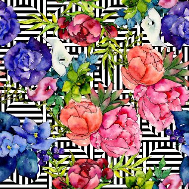 Buket kır çiçeği çiçek deseni suluboya tarzında.