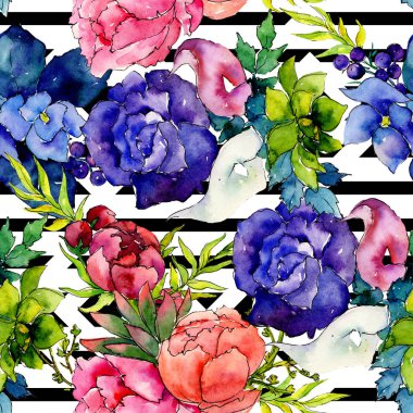 Buket kır çiçeği çiçek deseni suluboya tarzında.