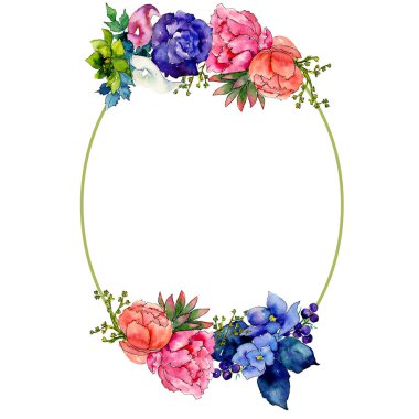 Buket kır çiçeği çiçek çelenk suluboya tarzında.