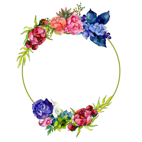 Bouquet wildflower flower wreath in a watercolor style. — Stock Photo, Image