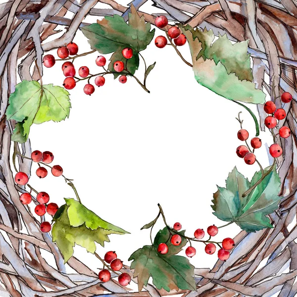 Leaves currant frame in a watercolor style. — Stock Photo, Image