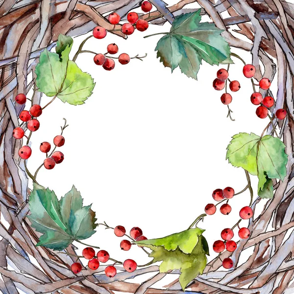 Leaves currant frame in a watercolor style. — Stock Photo, Image