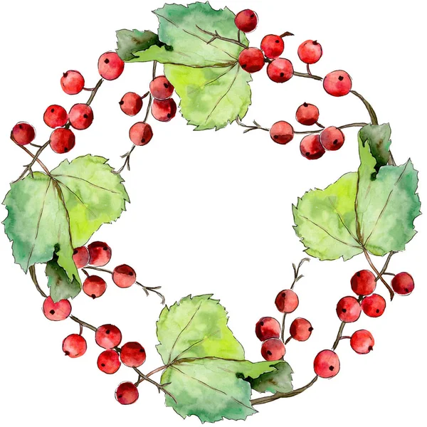 Leaves currant wreath in a watercolor style. — Stock Photo, Image