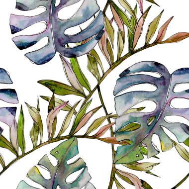 Tropikal Hawaii ağaç desen bir suluboya tarzında bırakır..