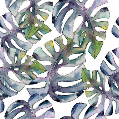 Tropikal Hawaii ağaç desen bir suluboya tarzında bırakır..