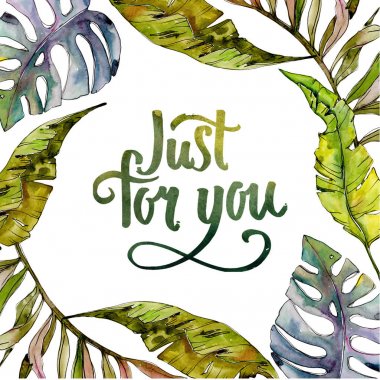 Tropikal Hawaii ağaç kare bir suluboya tarzında bırakır..