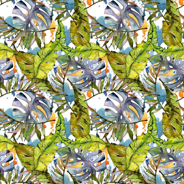 Tropikal Hawaii ağaç desen bir suluboya tarzında bırakır..