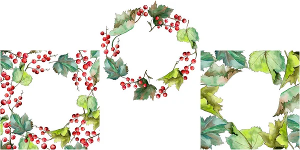 Leaves currant frame in a watercolor style. — Stock Photo, Image