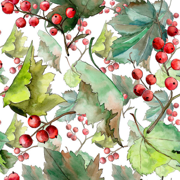 Leaves currant pattern in a watercolor style.