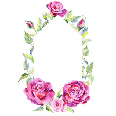 Kır çiçeği gül çiçek çelenk suluboya tarzında.